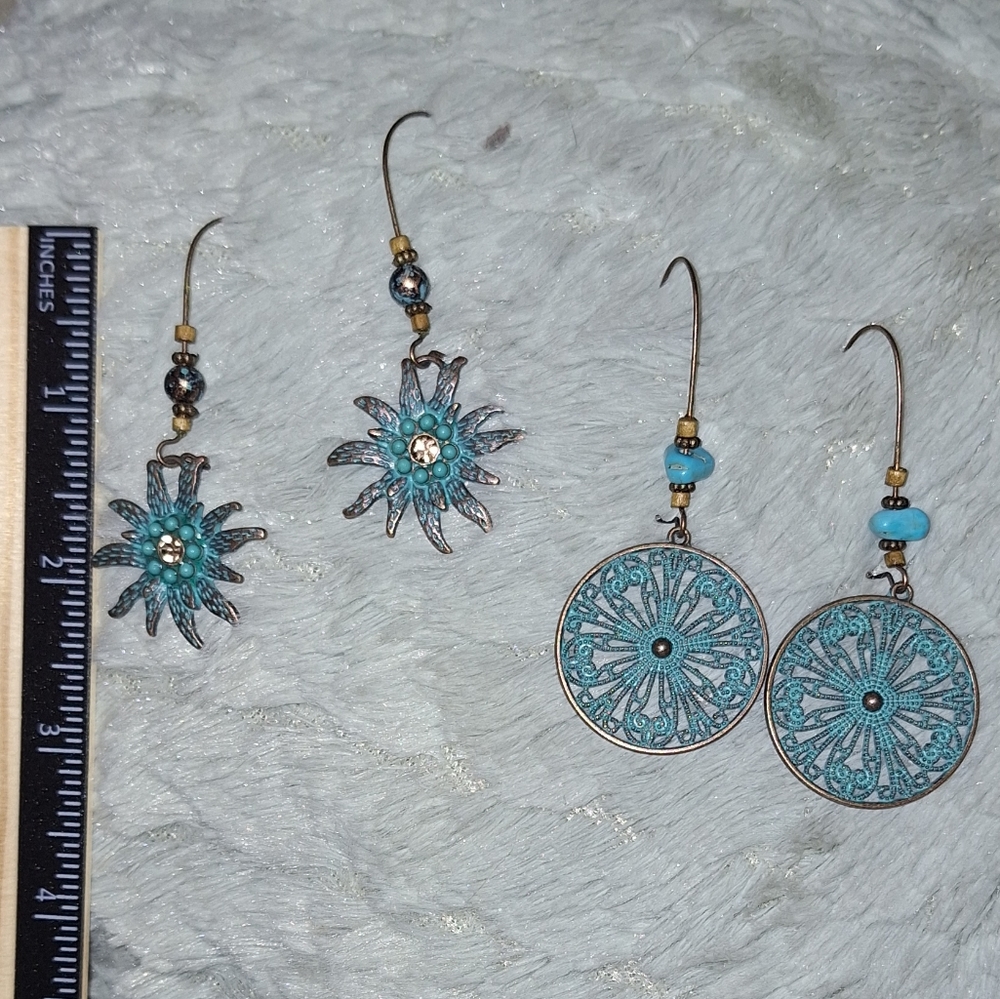 Boho Turquoise Dangle Earring Set